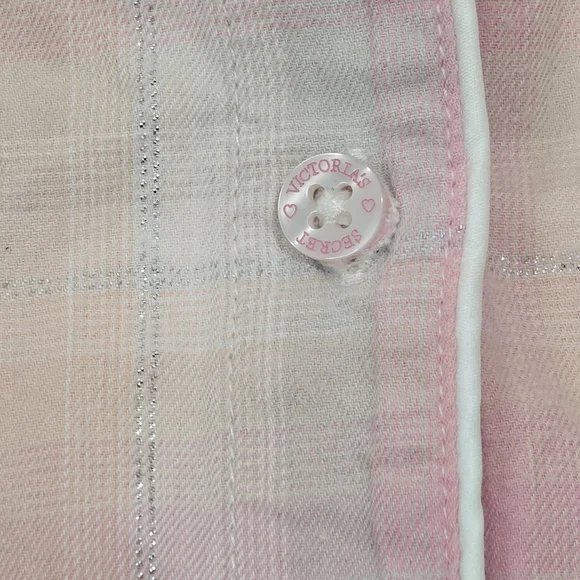 Victoria's Secret Pink and Cream Plaid Pajama Top Size S - Picture 6 of 9